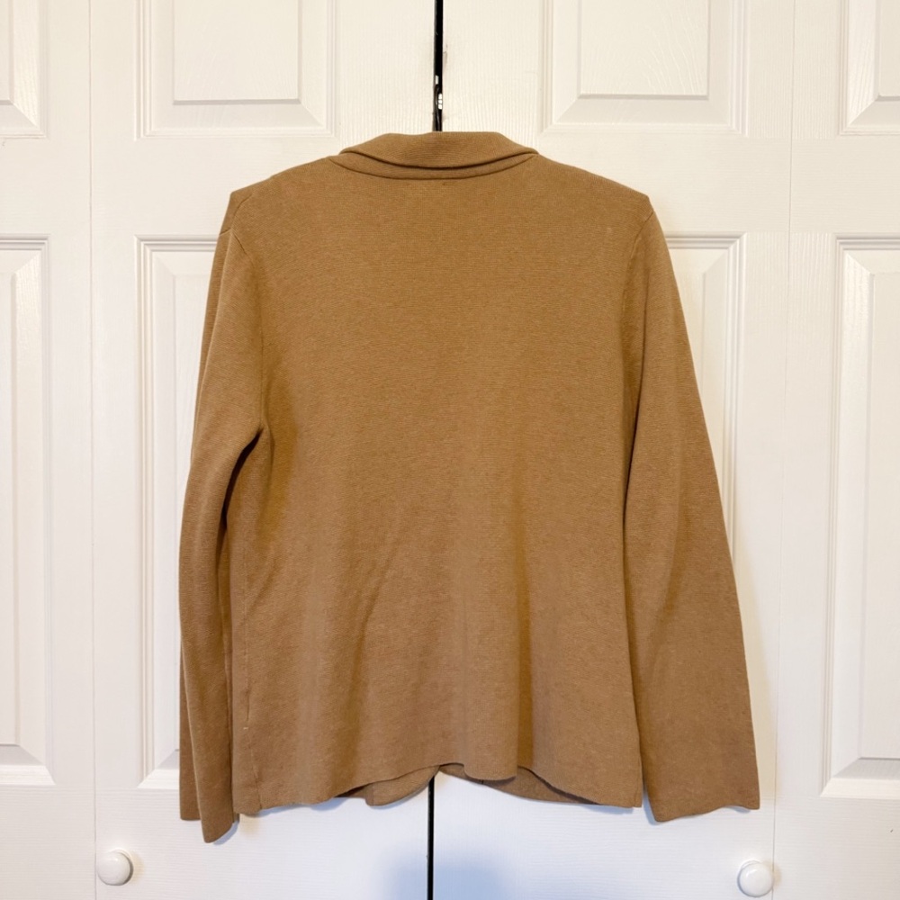 J. Crew Schoolboy Knit Sweater Blazer Large One Button Closure Tan Cotton - Picture 6 of 6